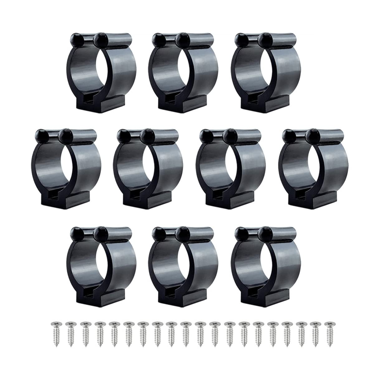 Tiardey 10pcs Fishing Pole Holder Clip Storage Rack, Wall Mounted Fishing Rod Storage Clips Clamps Holder Rack Organizer -17mm