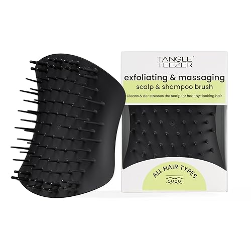 Tangle Teezer The Scalp Exfoliator & Massager - Perfect for Hair Treatment & Scalp Detox - Removes Dirt & Dead Skin Cells - Use in Shower or with Hair Oil - Onyx Black