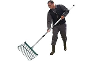 NigWarm Manure Fork Replacement Head, Heavy Plastic Horse Manure Fork with 69 Inch Spliced Extension Rod – Long Handle Fork for Hay, Compost, Barn, Horse Stable & Gardening​（Blue）