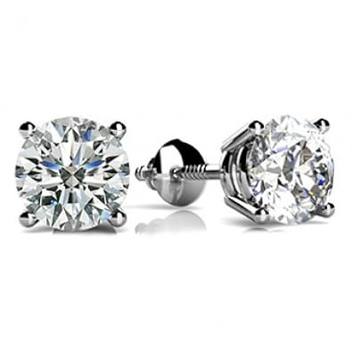 Amazon Com 1 2 0 5 Carat Gia Certified Round Diamond Stud