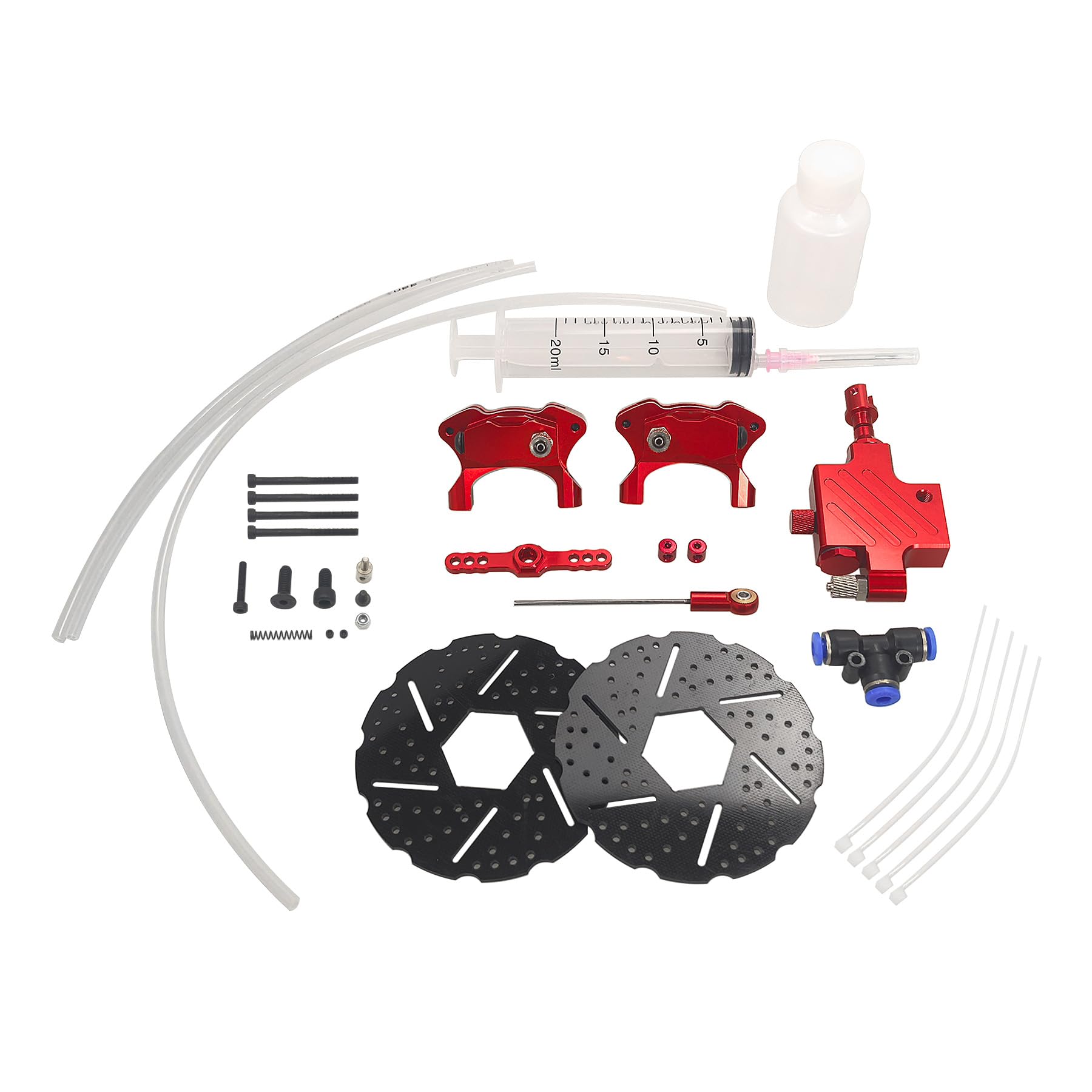 smTSRC Front Wheel Hydraulic Brake System Red For 1/5 HPI ROFUN ROVAN KM BAJA 5B 5SC 5T RC Car Part