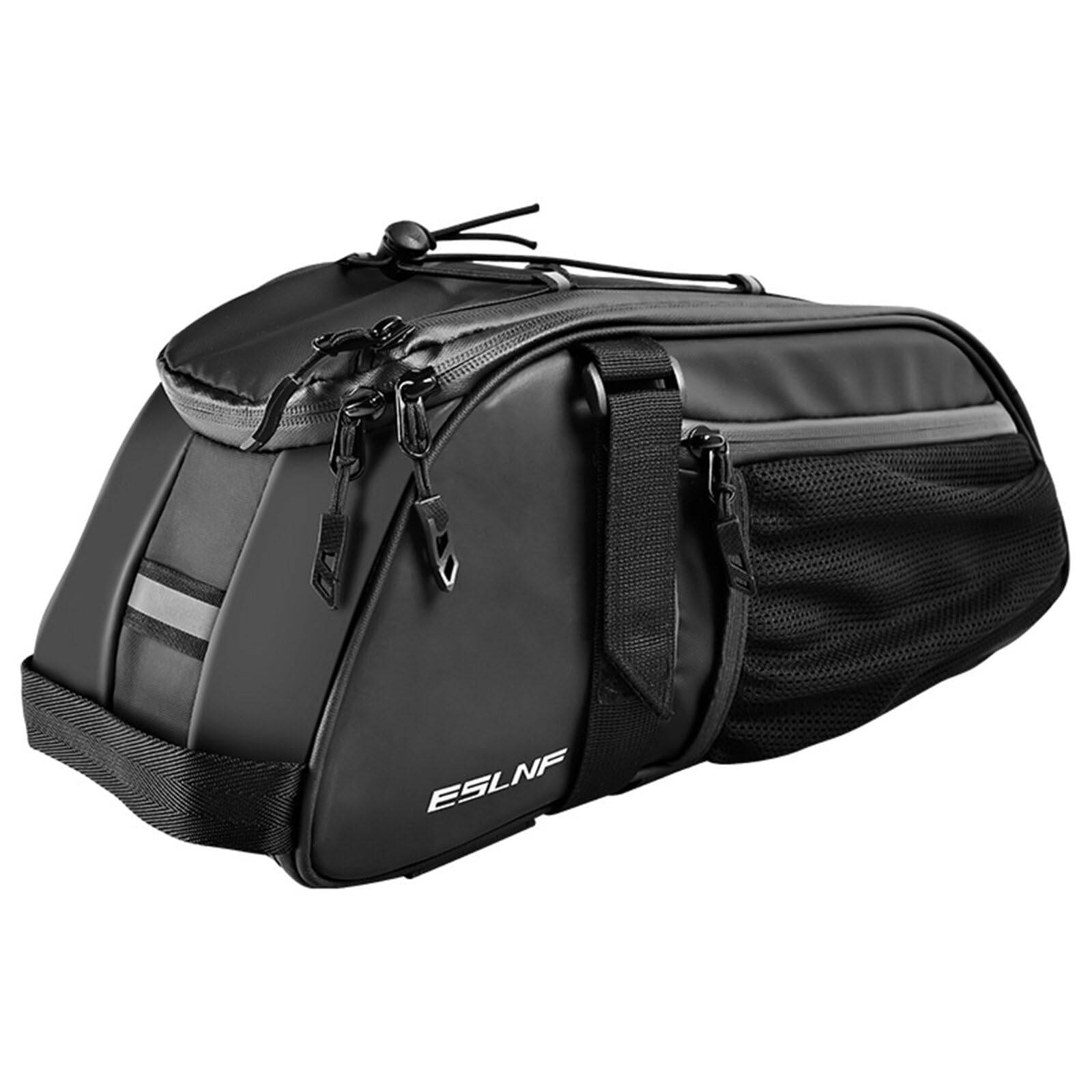 Pannier Bike Bags, Large Capacity Bicycle Rack Bag, Waterproof Saddle Rear Rack Pannier Bag, Bicycle Back Seat Trunk Bag with Reflective Trim, Carrying Strap for Road Bikes, Mountain Bikes（Black）