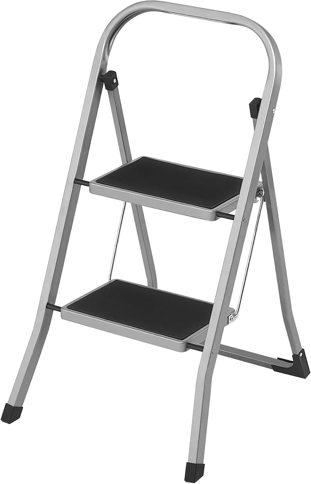 SONGMICS 2-Step Folding Ladder GSL012G01 Dove Grey Safety Lock 150 kg