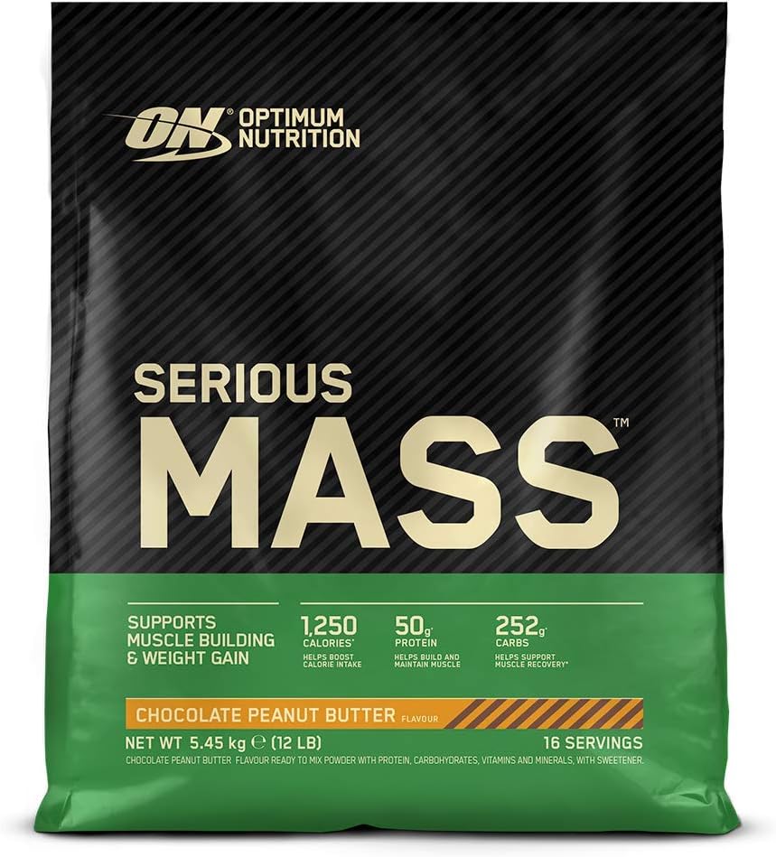 Optimum Nutrition Serious Mass Protein Powder High Calorie Mass Gainer with Vitamins, Creatine and Glutamine