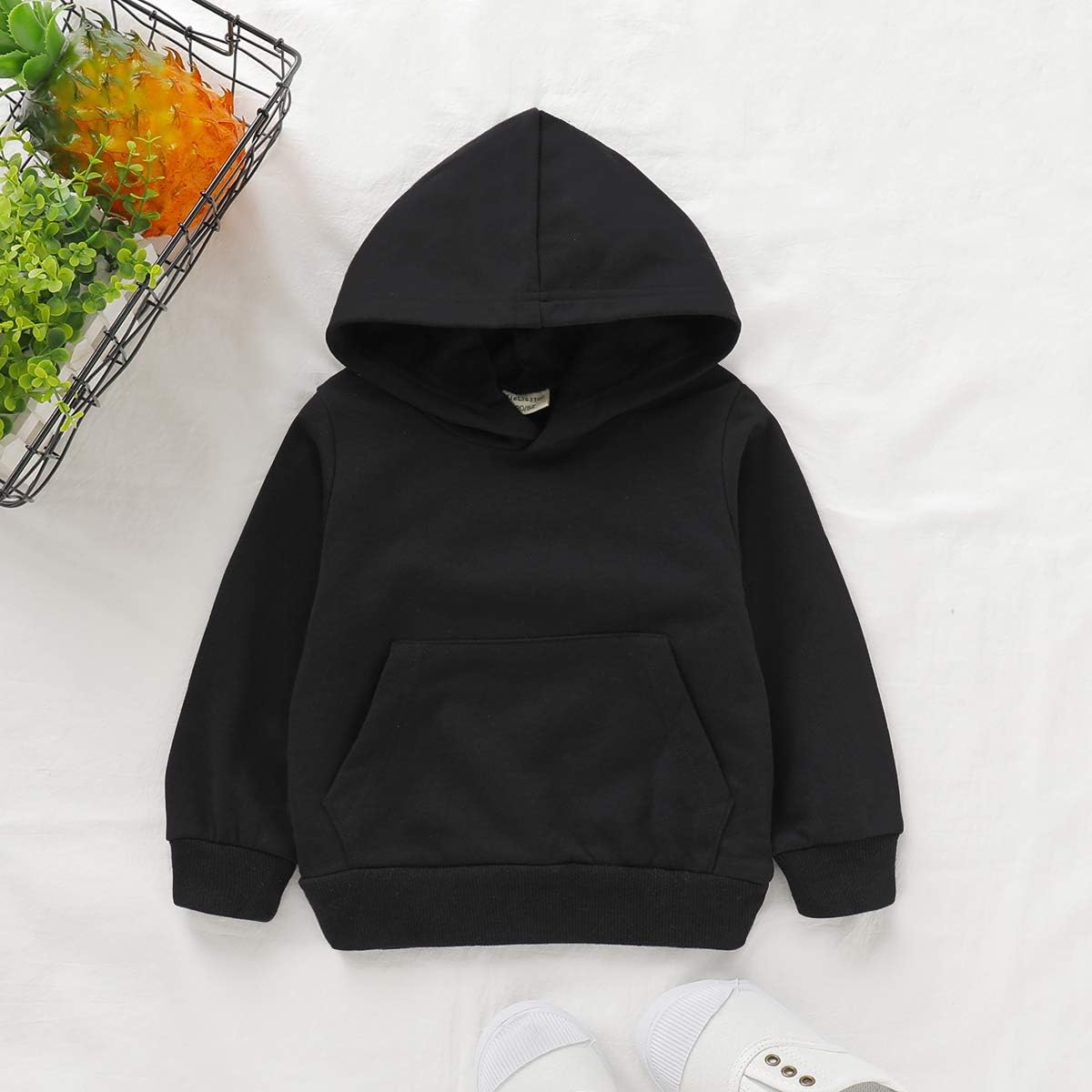 Toddler Kids Baby Boy Girl Long Sleeve Basic Solid Hoodie Pullover Sweatshirt Sports Tops with Pockets Outfits: Clothing
