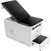 VEVOR Pro Medical Exam Table, Medical Examination Bed with Adjustable Backrest, Physical Therapy Exam Table with Locking Cabinet, 2 Drawers, Paper Roll Dispenser, Step Stool &amp; Leg Rest, 500LBS Loading