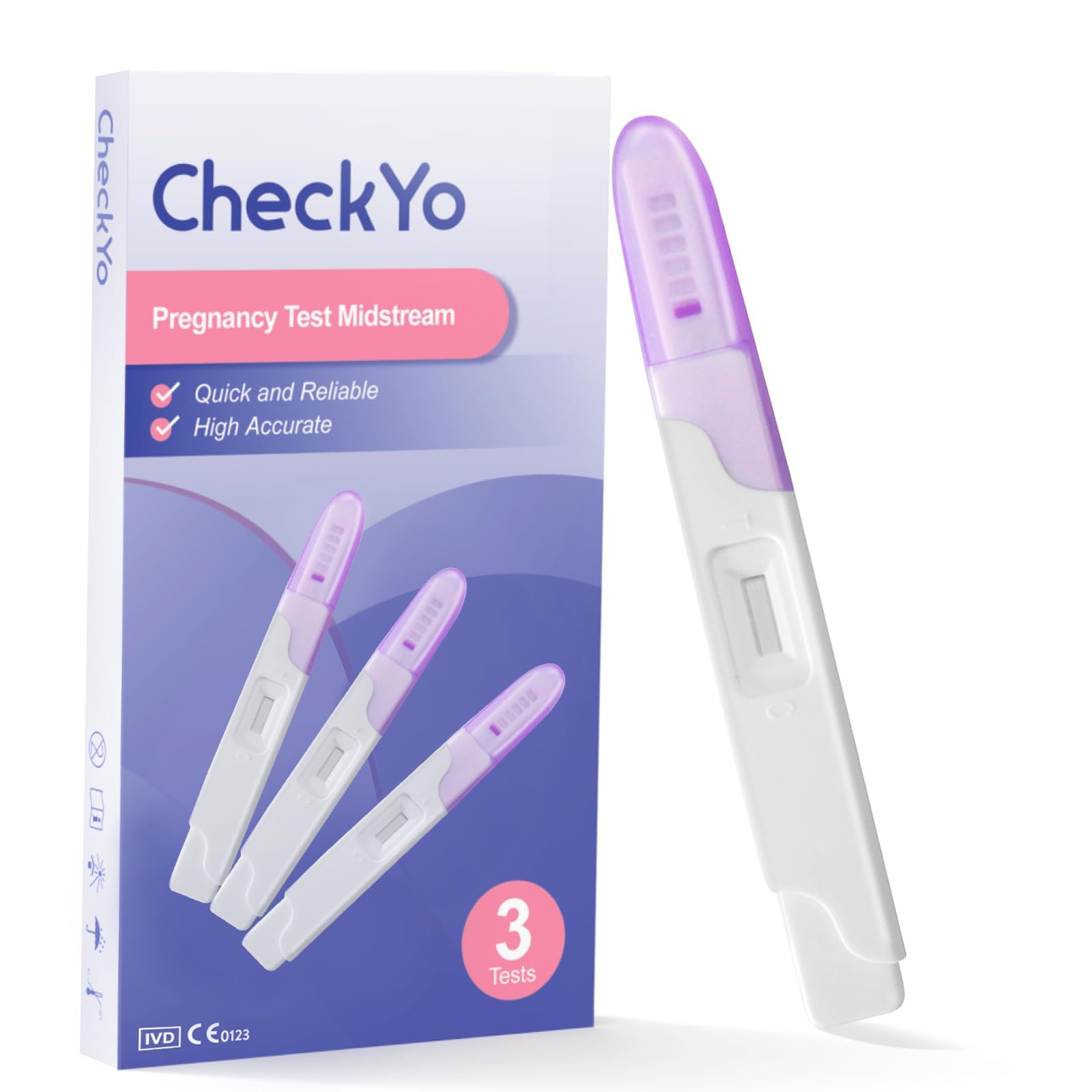 Photo 1 of [3 Pack] CheckYo Pregnancy Tests for Early Detection: Accurate Pregnancy Test Midstream Early Home Detection HCG Test Pregnancy Kit