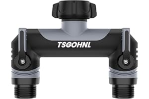 TSGOHNL 3/4-Inch Garden Hose Splitter, Outdoor Faucet Adapter, Patio Hydrant Manifold - Designed for Multiple Irrigation System Sprinkler Timers, 2-Way Hose Bib Valve-Gray