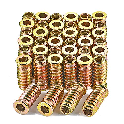 80 Pieces Wood Inserts Bolt Furniture Screw in Nut Threaded Fastener