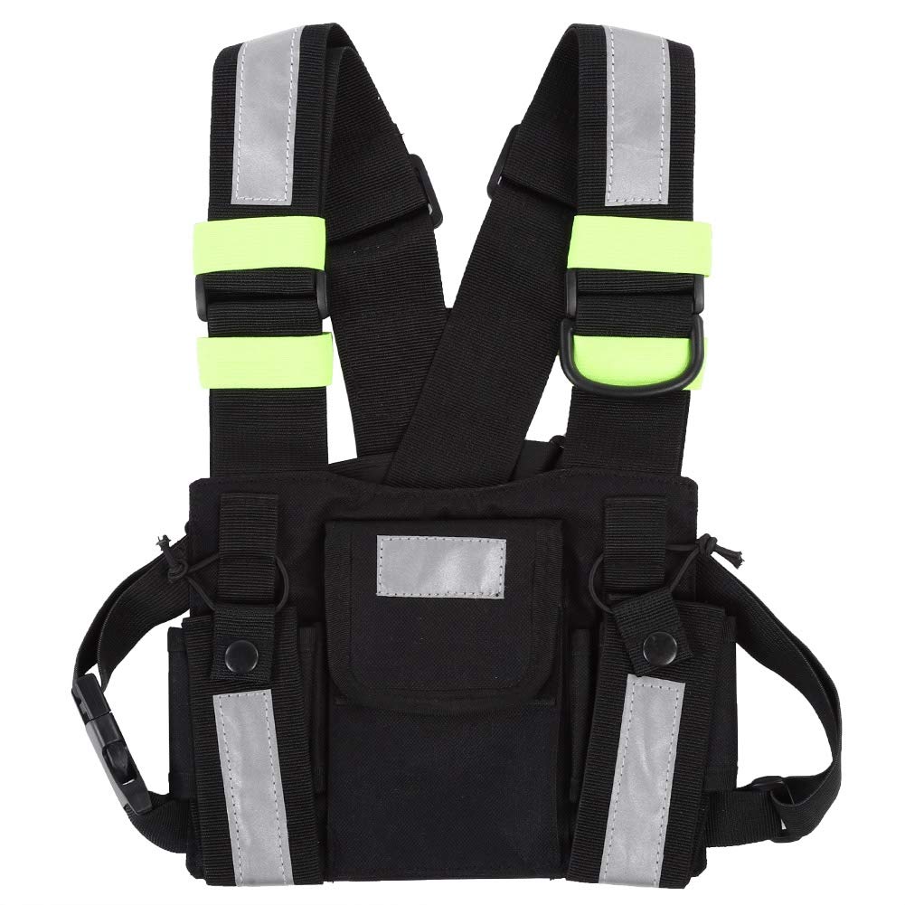 VBESTLIFE Universal Radio Chest, TYT Radio Tactical Harness Front Pack Vest Chest Bag Pouch For Walkie Talkie with Yellow Reflective for Two Way Radio Walkie Talkie (Rescue Essentials)