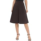 Urban CoCo Women's A-Line Elastic High Waist Flare Work Midi Knee Length Stretchy Skirt