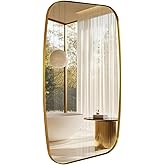ANDY STAR 24x40” Gold Bathroom Mirror, Oblong Brass Mirror with Stainless Steel Metal Frame, Brushed Gold Oval Vanity Mirror 