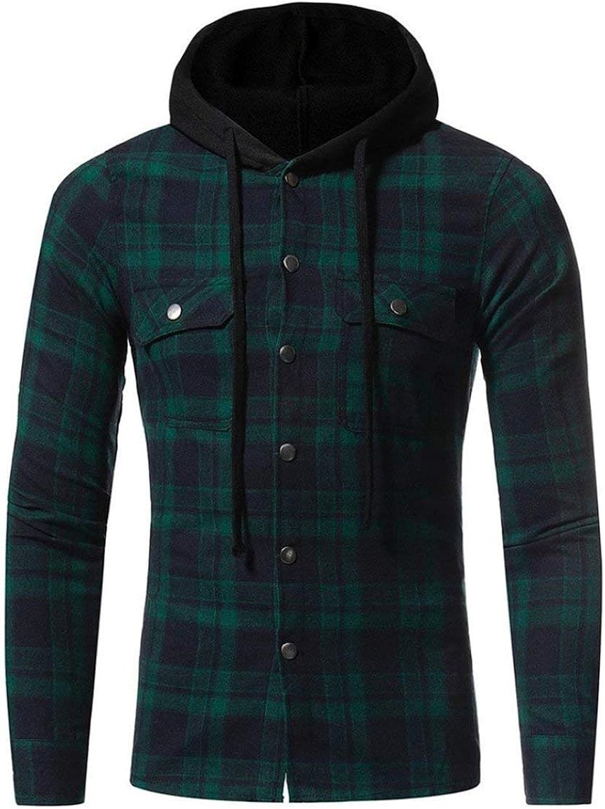 Men's Men's Plaid Hoodies, Mens Autumn Winter Streetwear Long Slim ...