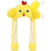 Deletoys Animal Plush Hat with Moving Jumping Ears Pop Up Beating Hat Plush Cosplay Dress Up Funny Gift for Kids Adult