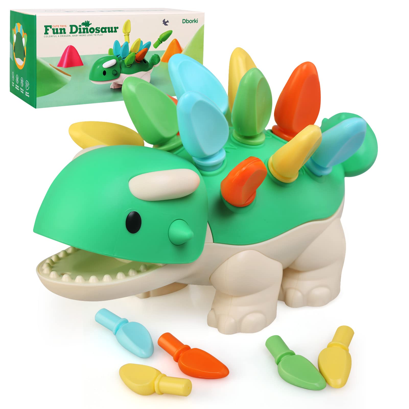 LinStyle Montessori Educational Toys Dinosaur for Toddlers 18 Month, Preschool Learning Fine Motor Skills Game Sorting Game 1 2 3 Girl Boy Birthday Gifts, 13 Pieces