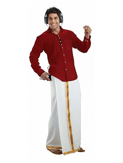 White Cotton Men's Dhoti (Drrllcd001_Free Size)