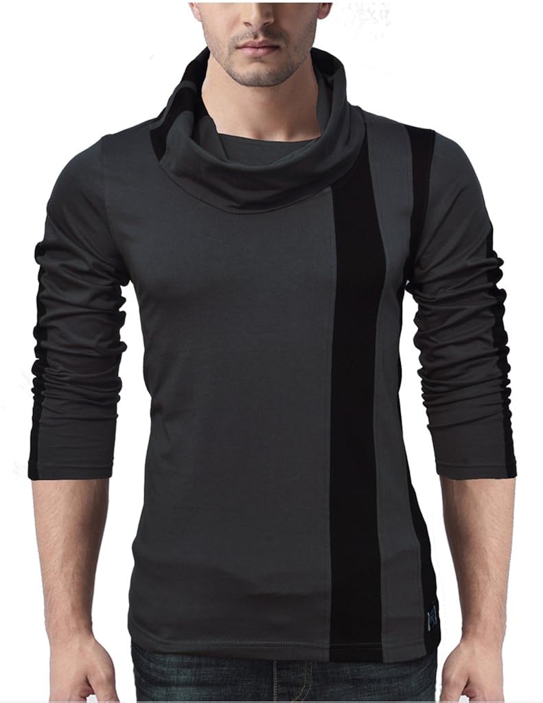 seven rocks men's cotton muffler neck t-shirt (navy melange_free size)