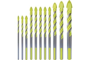 Masonry Drill Bit Set & Concrete Drill Bit 11Piece,Chrome Plated with Industrial Strength Carbide Tip,for Tile,Glass.Brick,Wall,Acrylic,Plastic,Wood,Aluminum Alloy,Thin Iron Plate,Concrete by CSOOM