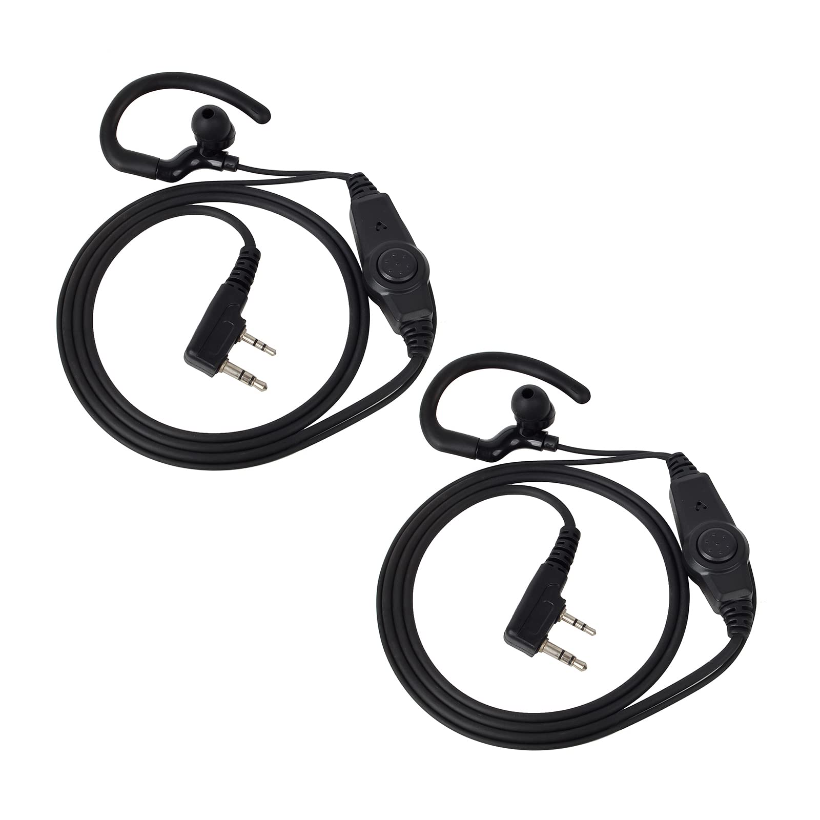 UAYESOK G Shape Radio Headset 2 Pin Bodyguard Police Earpiece for Kenwood TK-320 TK-3201 TK-3501 Baofeng UV-5R 888S UV-82 Esnyic Walkie Talkie with PTT Mic Microphone (2 PCS)