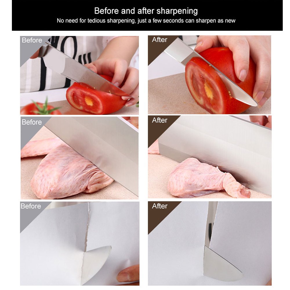 Knife Sharpener, Ceramic Knife Sharpening Stone Tungsten Steel Diamond Sharpener 3 Stage for Knives Kitchen Tools