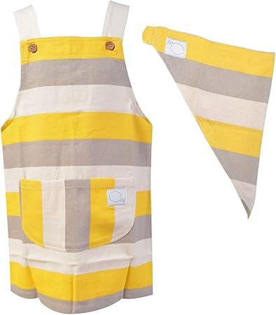 Amazon Kidsuptempo キッズ エプロン 2点セット 三角巾付き かわいい 子供エプロン 男の子 女の子 ゴム キッズサイズ 1 130cm Qap5033 5034 50 イエロ Xグレ シメファブリック エプロン