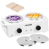 VEVOR Double Wax Warmer, 1200ML Professional Dual Wax Warmer for Hair Removal, 32 ℉ - 212℉ Adjustable Electric Waxing Heater Pot with 50PCS Waxing Sticks for Home Use, Beauty Salon, Spa