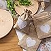 30pcs Burlap Bags with Drawstring Gift Pouches Heart Candy Jewelry Storage Package Sack for Wedding Bridal Shower Birthday Party Christmas Valentine's Day Favors DIY Craft, Natural 5.3x3.8 Inch