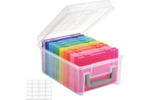 Photo Storage Box 5 x 7 Inches, 10 Inner Extra Large Photo Boxes with Dividers, Colorful Acid-Free Storage Containers with Ha
