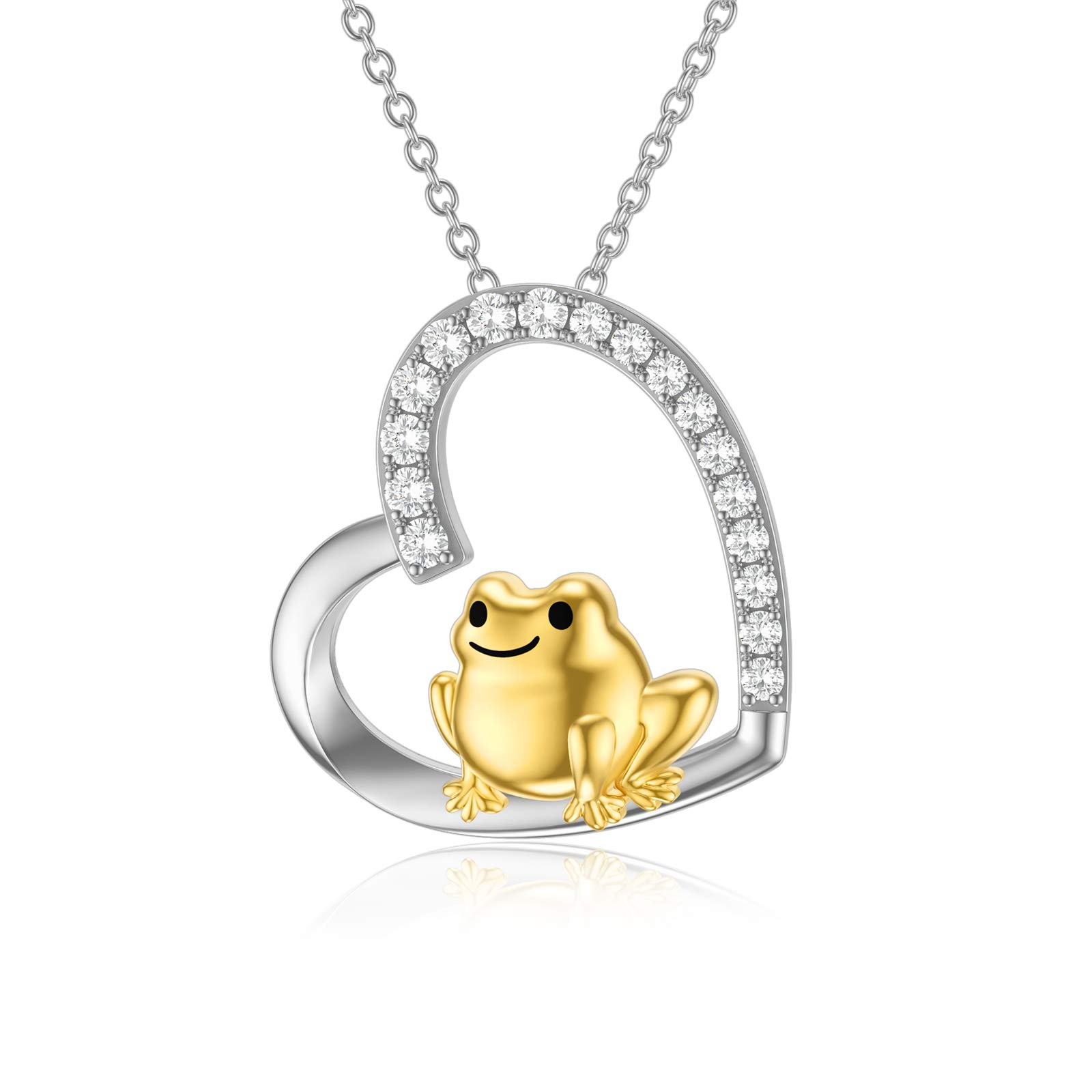 HARMONY BOLA Frog Heart Necklace Sterling Silver Animal Pendant Lucky Jewellery Birthday Gift for Women