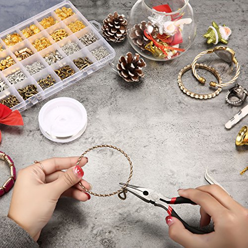ARTISTORE Jewelry Making Kit 900 Pcs Jewelry Making Supplies Kit Jewelry Findings Kit - Jewelry Repair Tools with Accessories, Beading Wires and Threads-3 Colors, 24 Different Styles Jewelry Findings