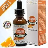 Todorganic Suero de Vitamina C - 20% Con Acido Hialuronico y Vitamina E, Repara Daño Solar, Líneas finas, Manchas de la Cara, Anti-Envejecimiento, Repara Las Ojeras, Anti-Arrugas, Cuidado de la Piel, El Mejor Suero ORGÁNICO 100% Natural, Tema Profesional 1 oz. Facial