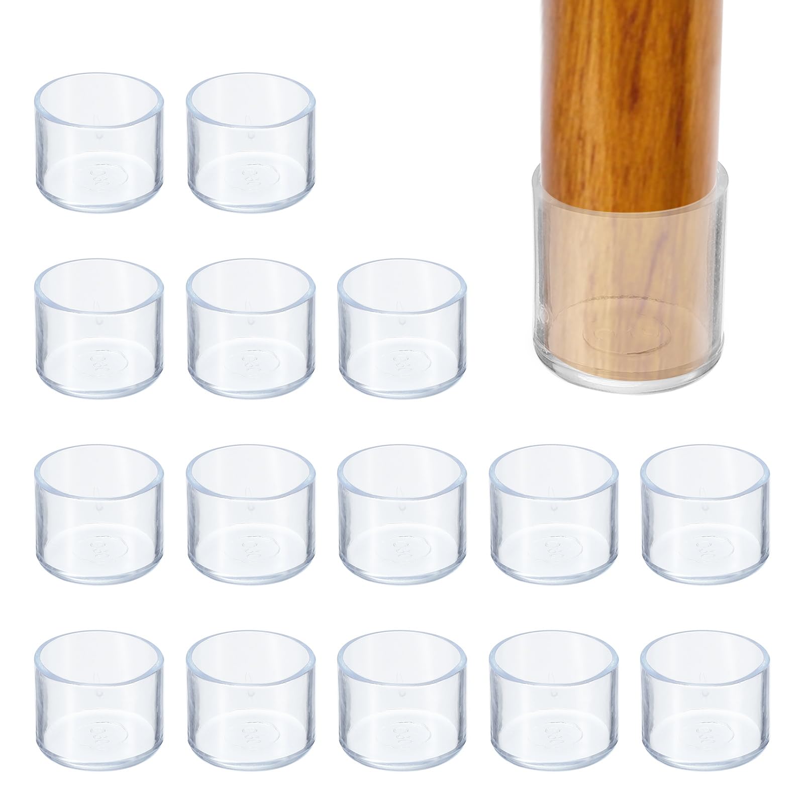 PATIKIL Round Rubber Chair Leg Caps Tips 3/16", 16 Pcs Plastic Furniture Leg Floor Protectors No Scratches No Noise for Chair Leg Protect Hardwood Floor, Transparent