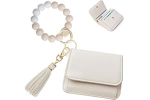 Sunpour Keychain Wallet RFID Wristlet Wallets for Women,Small Wallets Woman Key Chain Wallet with Coin Pocket and Id Window