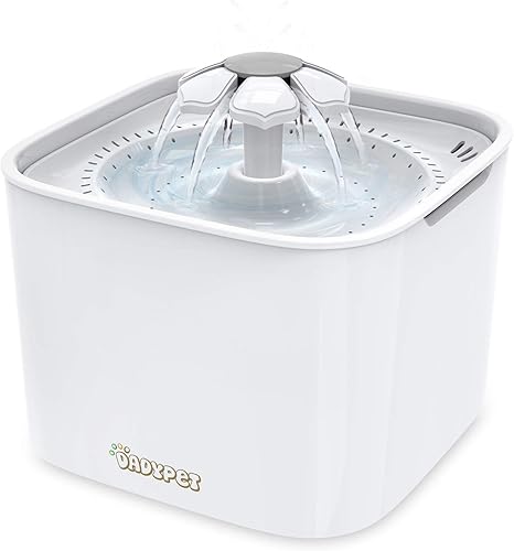 Dadypet Fontaine à Eau Pour Chat Chien Fontaine à Fleur Pour Chat Distributeur Eau Pour Chat Avec Filtre 2l électrique Et Silencieuse