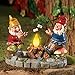 Collections Etc Solar Campfire Light Garden Gnomes with S'Mores Statue - Light-Up Yard Art