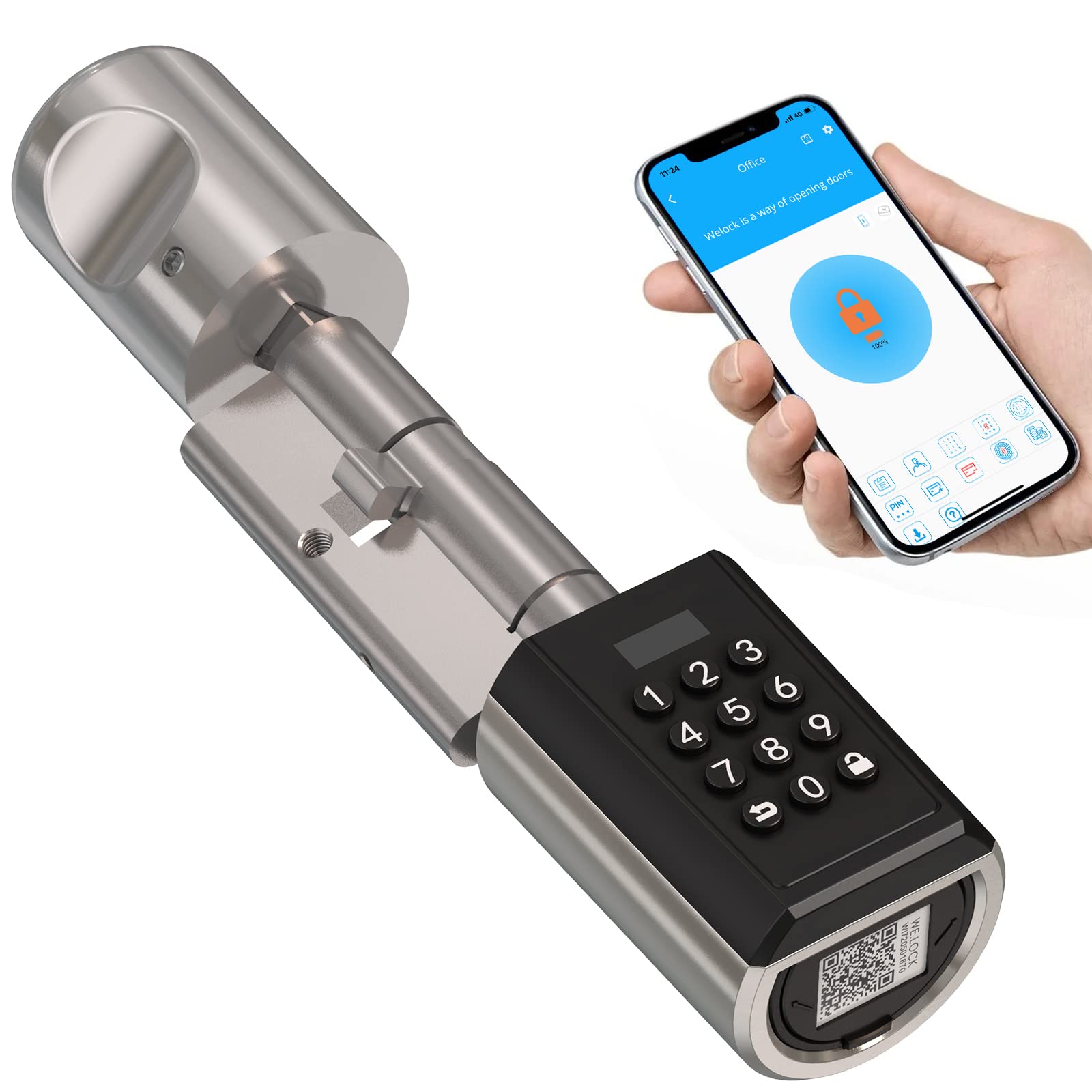 WELOCK Smart Lock, Keyless Entry for Front Door, Electronic Keypad Code, with App and passcode, Digital Lock Adjustable Length for 50-100mm Door