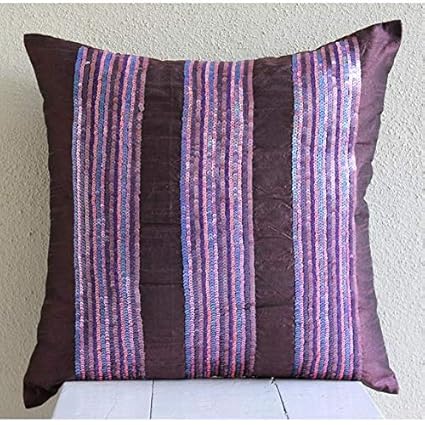 Amazon Com Handmade Plum Throw Pillows Cover Multicolor Sequins