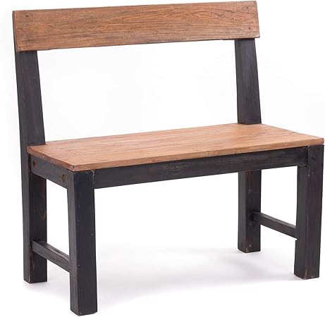 Design Delights Massivholz Sitzbank Rustik 80 80x80x40 Cm Bxhxt Altholz Massiv Holzbank Mit Lehne Dekorative Bank Farbe 04 Schwarz Natur Amazon De Kuche Haushalt