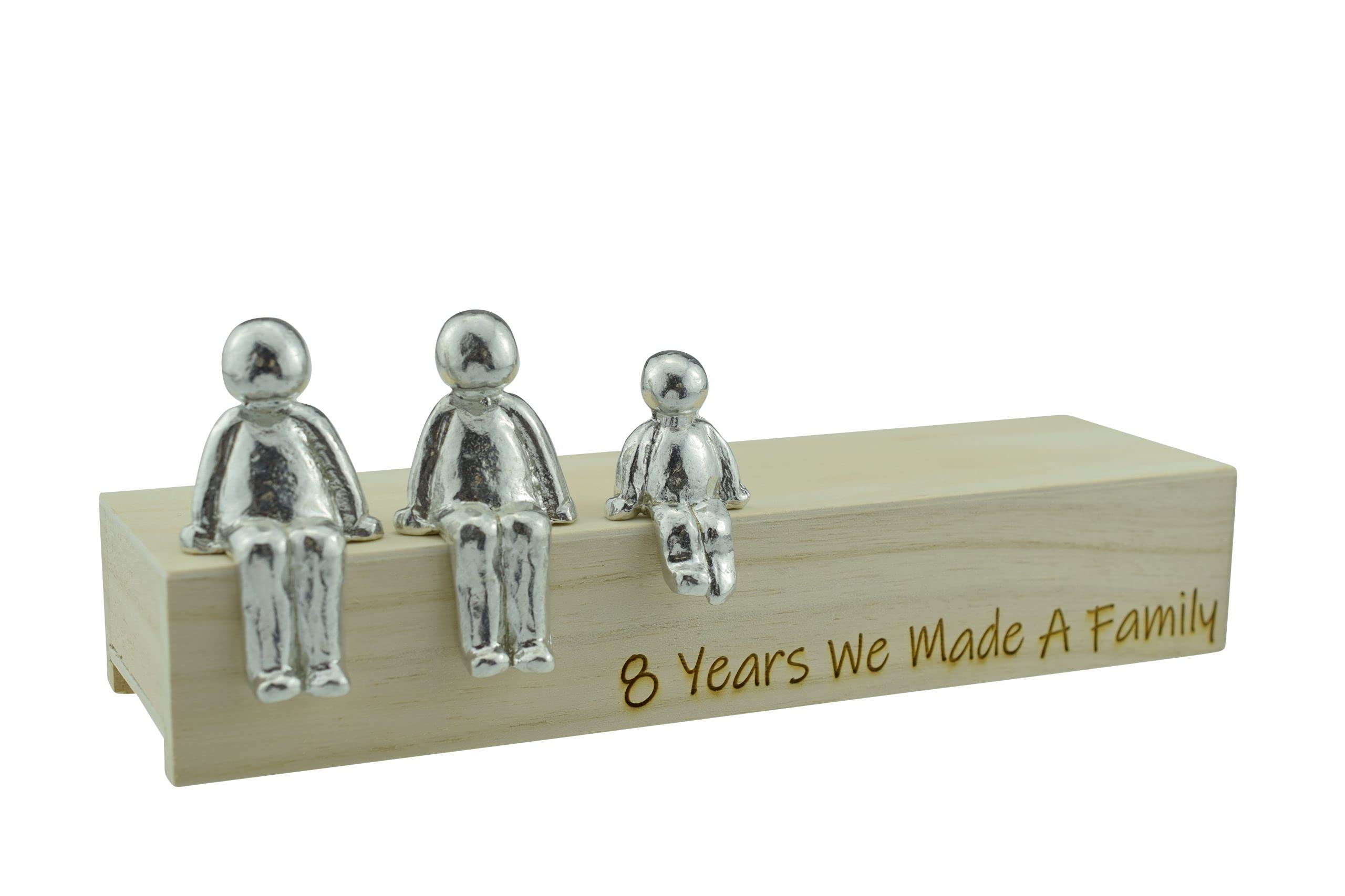 Pirantin 8th Anniversary Idea - 8 Years We Made A Family Metal Ornament - Choose Your Family Combination Box & Woodgrain May Vary(1 child)