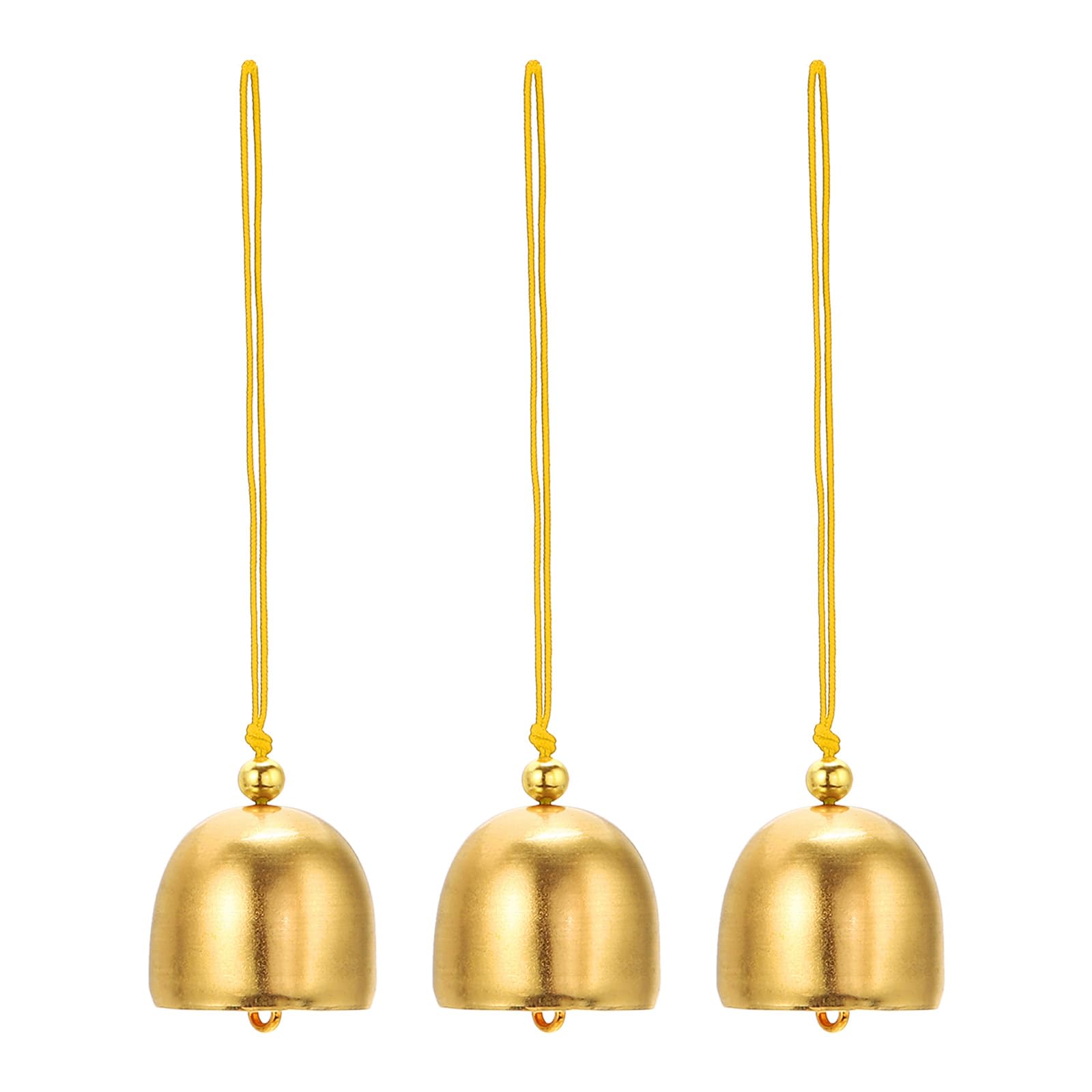 PATIKIL 3 Pcs Wind Chime, Hanging Bells Temple Bells Retro Outdoor Hanging Metal Chinese Wind Chime Round for Outside Garden Camping, Gold Yellow