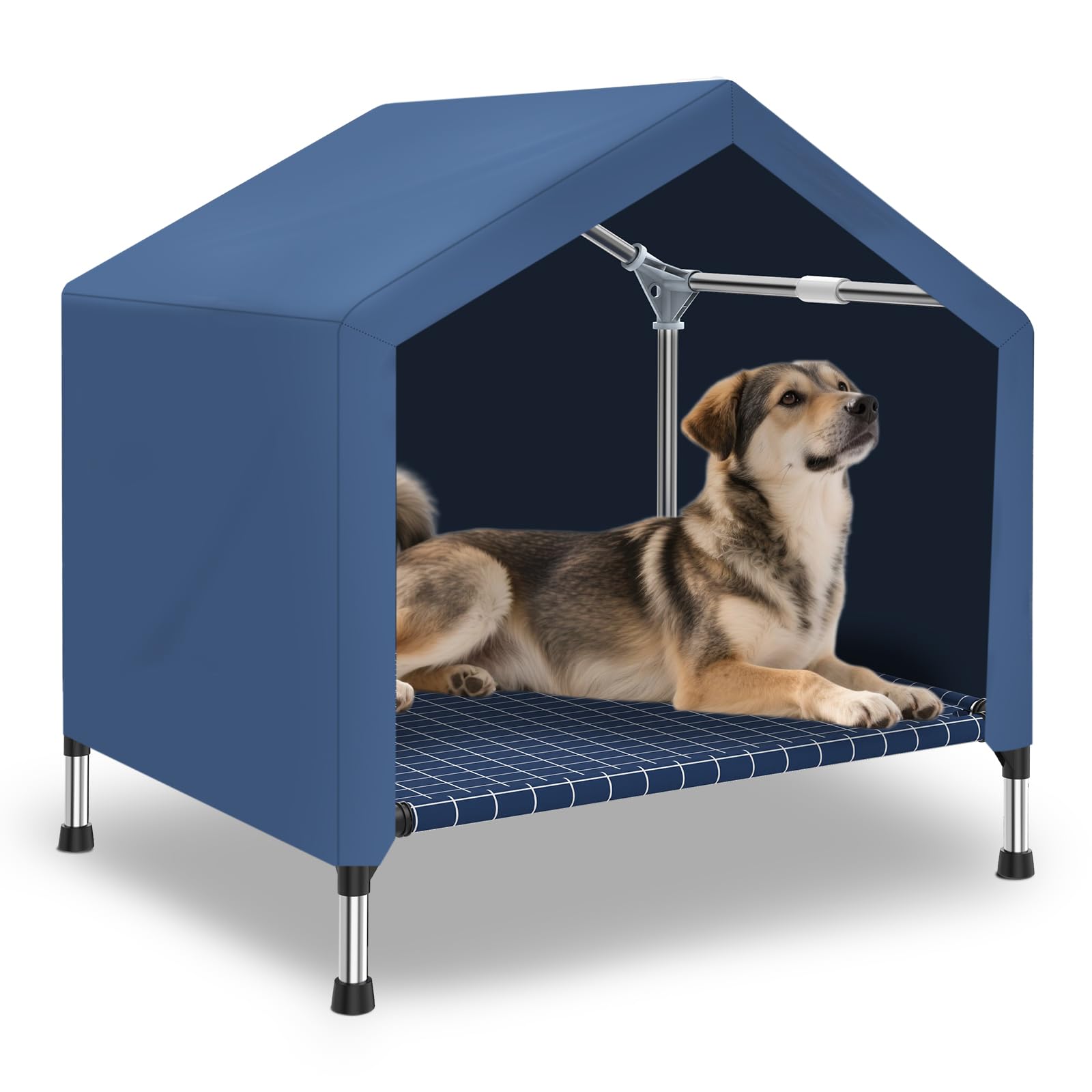 Photo 1 of 2 in 1 Elevated Dog House - Rainproof Dog Tent Cat House, Dog Sunshade Tent, Pet House - Ventilated Elevated Floor, Raised Pet Shelter for Medium