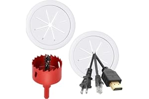 CTTZCKJ Desk Grommet 2 Inch (50 mm) 2 Pack, TV Cord Hider for Wall Mounted TV,Desk Hole Cover for Cables White, Grommet Hole Cover with Hole Saw for Wires Cables Through The Countertop