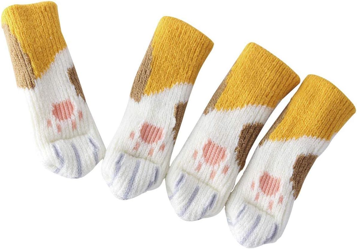 POFET 24pcs Chair Socks (6 Sets), Cute Cat Paw Furniture Leg Covers Caps Pads, Reduce Noise Chair Socks Floor Protector - Image 4