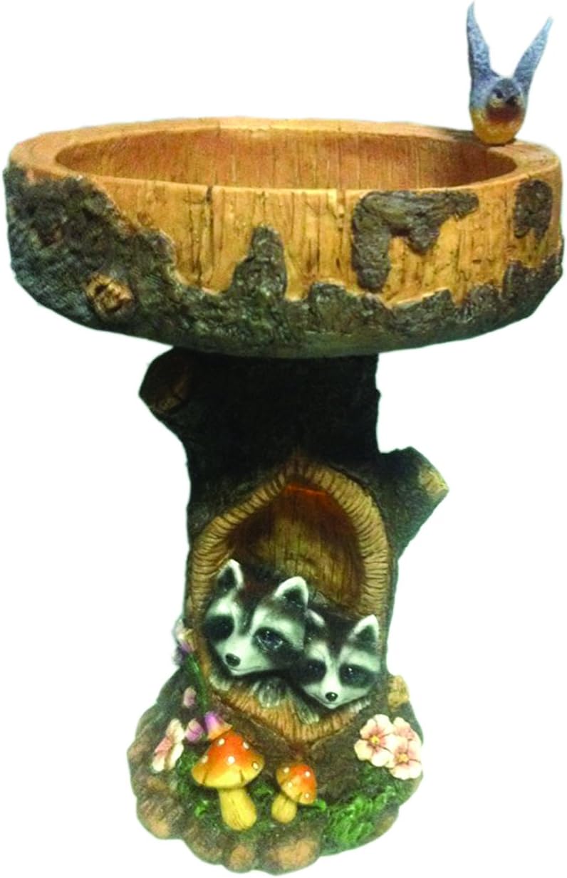 Gardenwize Ornate Racoon and Bird Birdbath Table Garden Bowl Feature