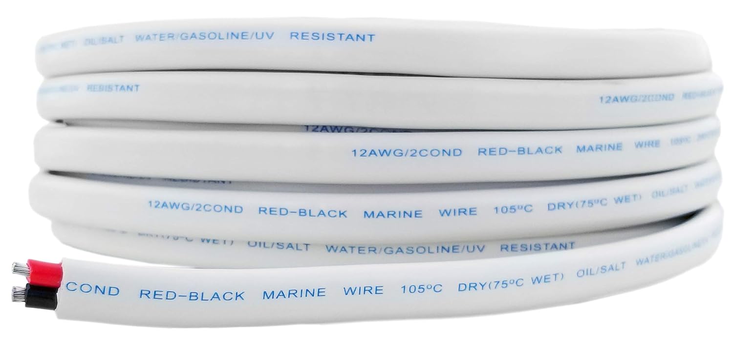 12 AWG (American Wire Gauge) Flexible Tinned Pure Copper Duplex Red Black Dual Conductor Marine Grade Boat & Automotive Wire. Cable Length: 100 FT (Also Available in 50 FT): Home Audio & Theater