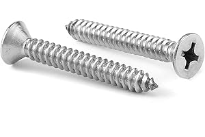 #6 x 1-1/4" Wood Screw 100Pcs 18-8 (304) Stainless Steel Screws Flat Head Phillips Fast Self Tapping Drywall Screws by SG TZH