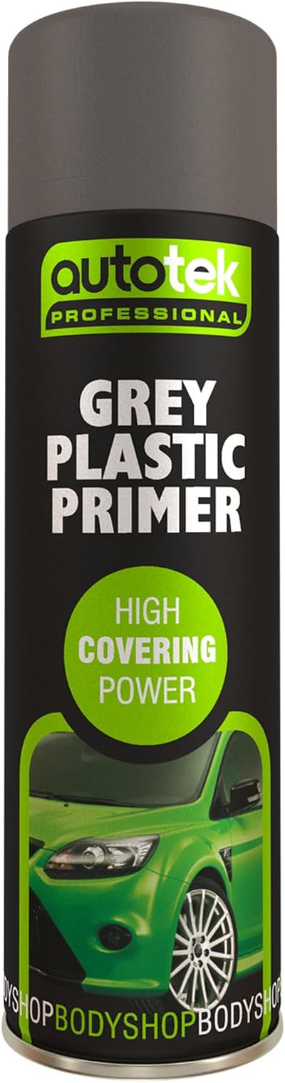 Autotek Professional Grey Plastic Primer Spray Paint 500ml High Covering Power