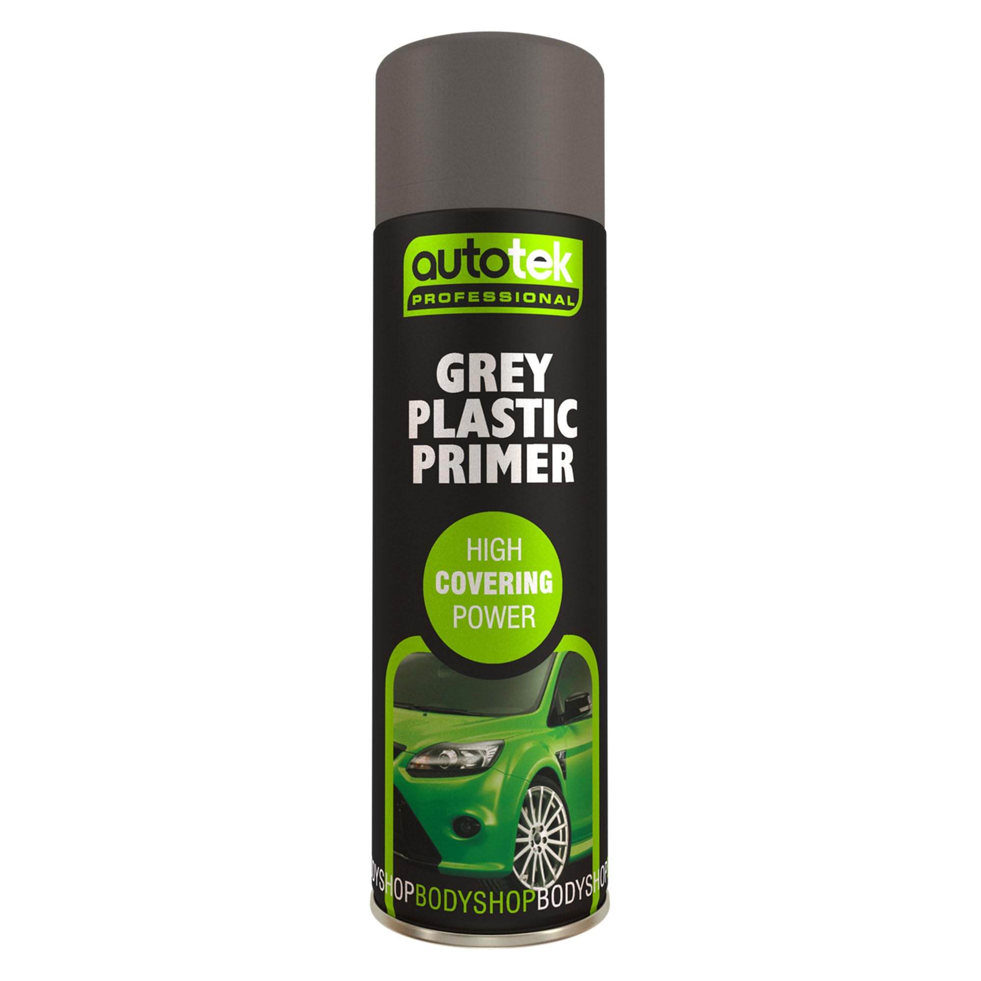 Autotek Professional High Covering Power Spray Paint, Grey Plastic Primer, 500 ml