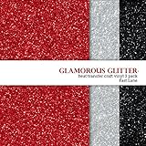 Glamorous Glitter Heat-Transfer Vinyl Multi-Pack 3 Sheets Red, Silver, and Black 10