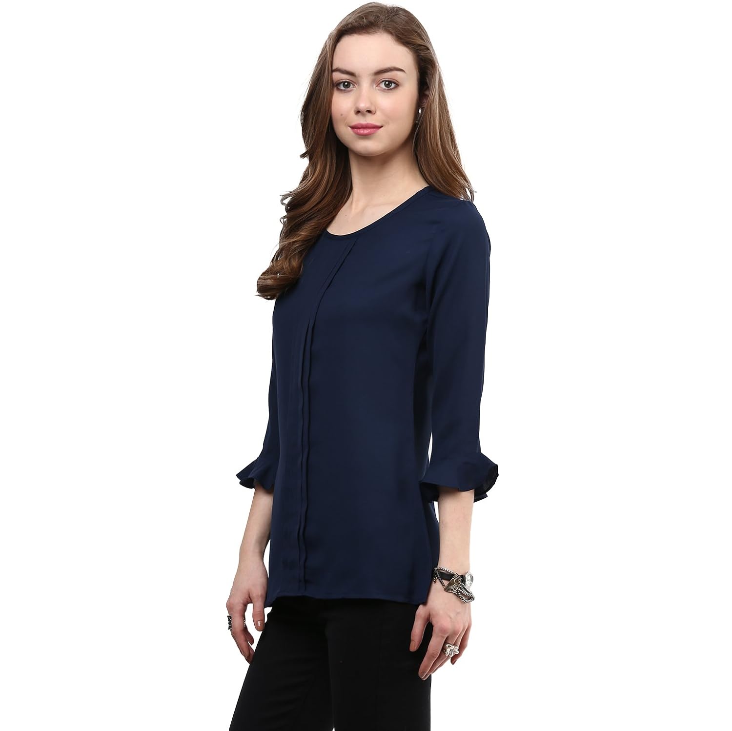 rare women navy blue georgette top (ep1008a)